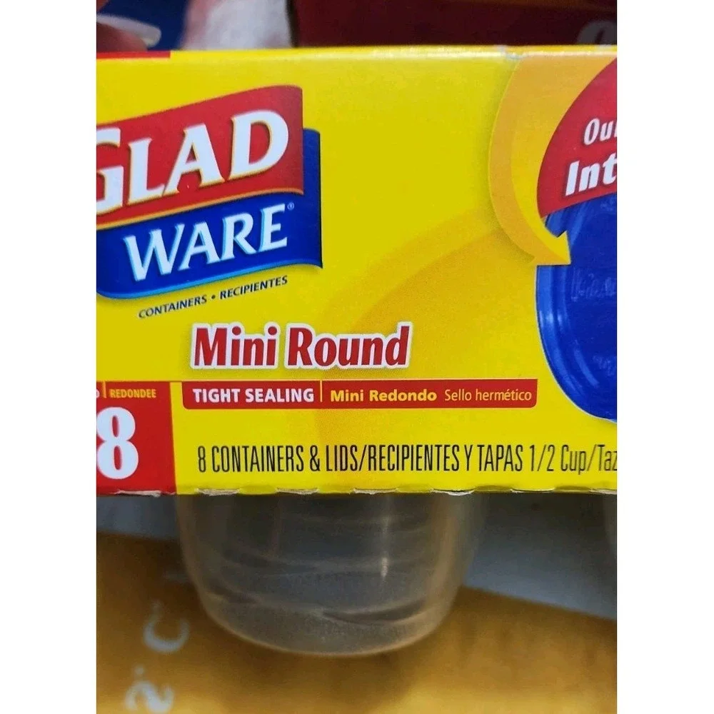 Glad Gladware Mini round Food Storage Containers 4 Oz 8 Count Bpa-Free, Lock New